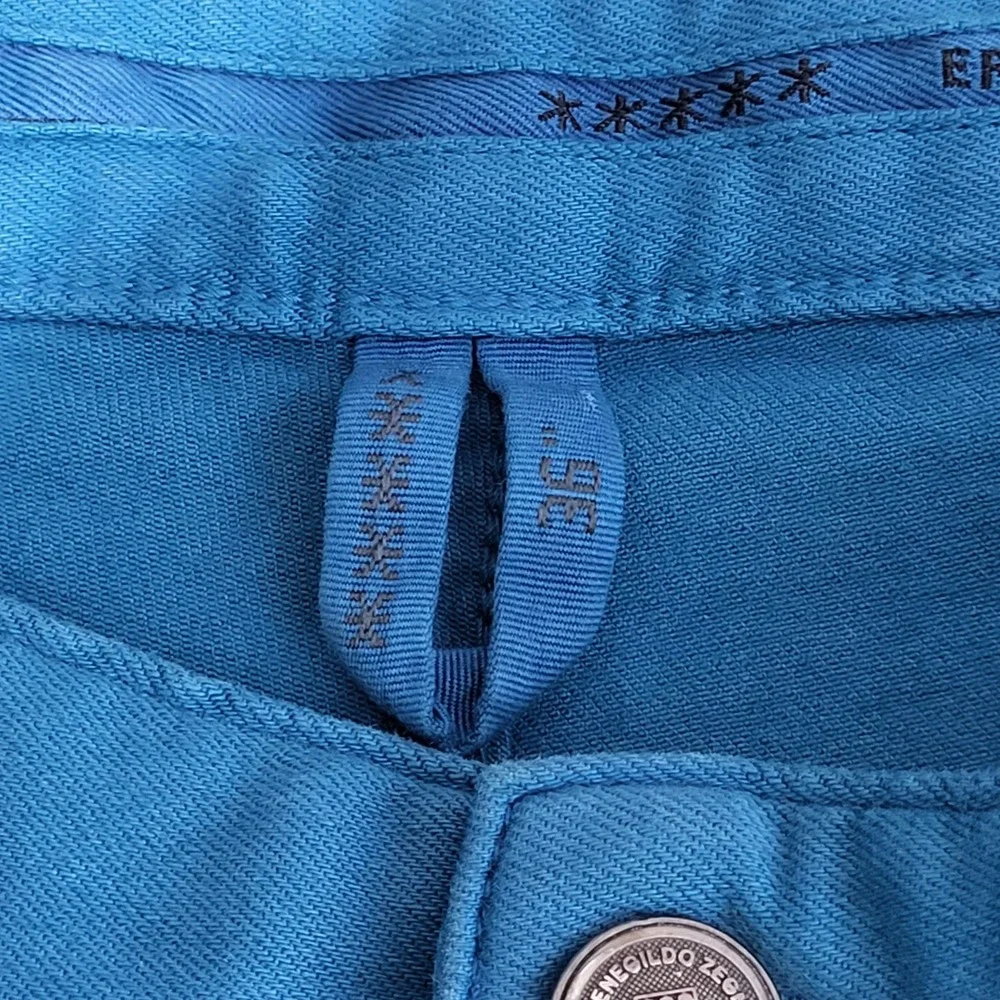 Ermenegildo Zegna Pants Mens 36x30 Teal Blue Cotton Stretch Straight Leg Chinos